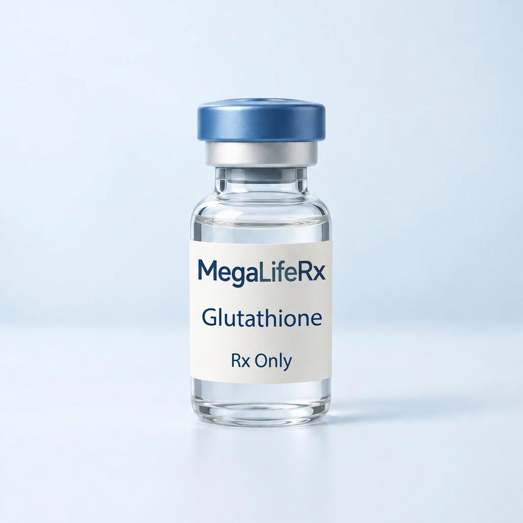 MegaLifeRx Glutathione illustrative packaging, Rx Only