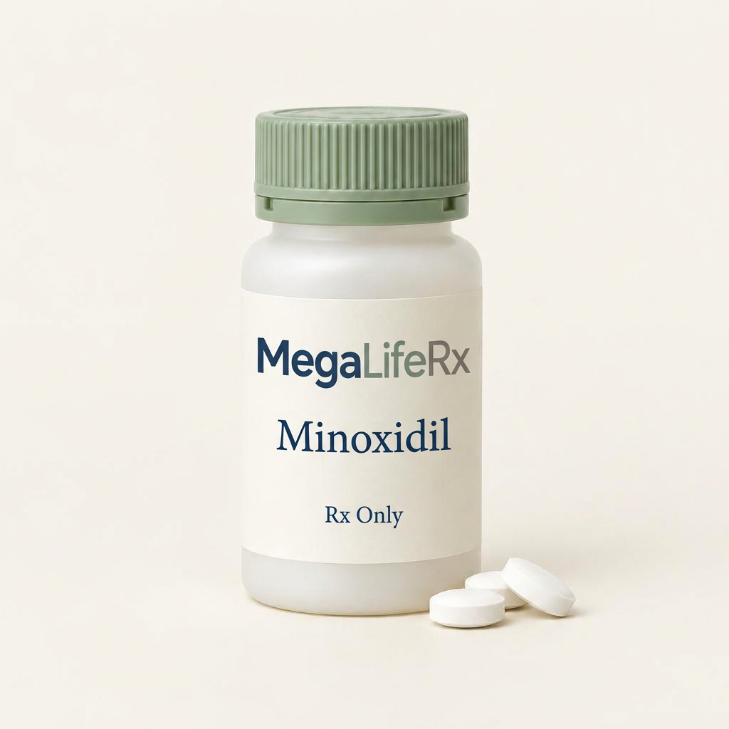 MegaLifeRx Minoxidil illustrative packaging, Rx Only