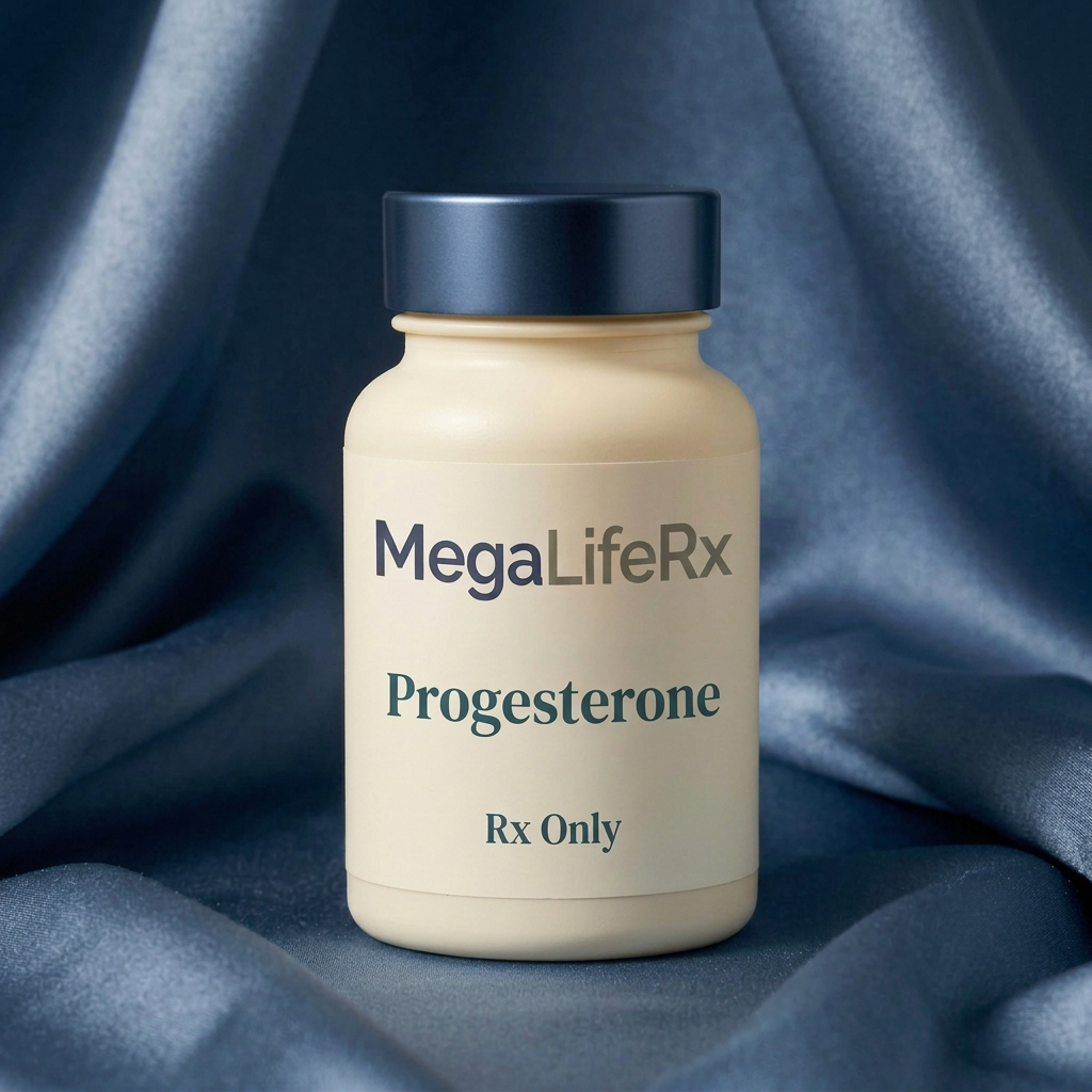MegaLifeRx Progesterone illustrative packaging, Rx Only