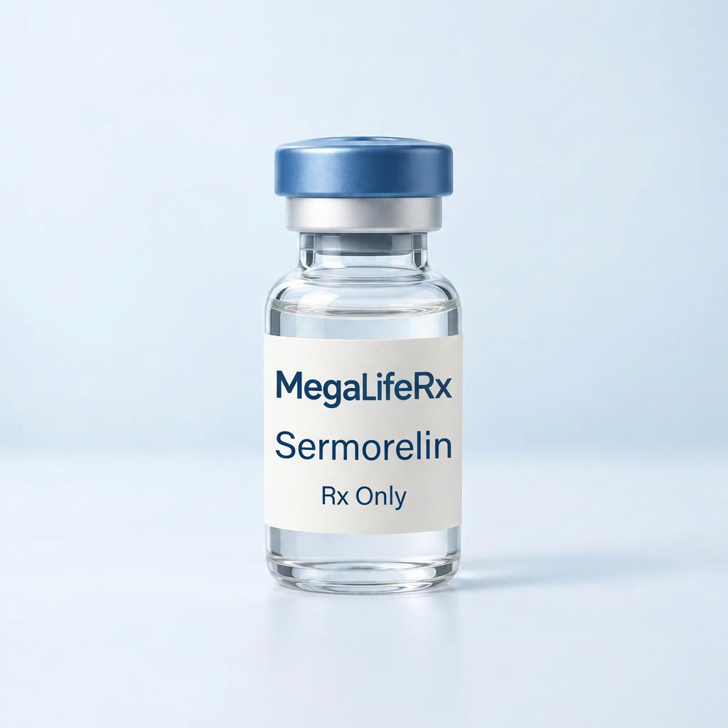 MegaLifeRx Sermorelin illustrative packaging, Rx Only