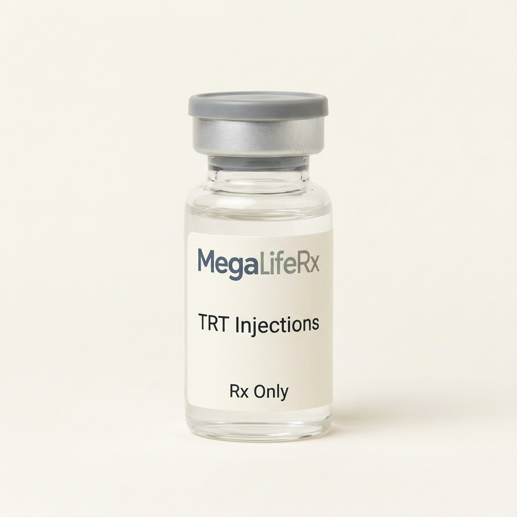 MegaLifeRx TRT Injections illustrative packaging, Rx Only