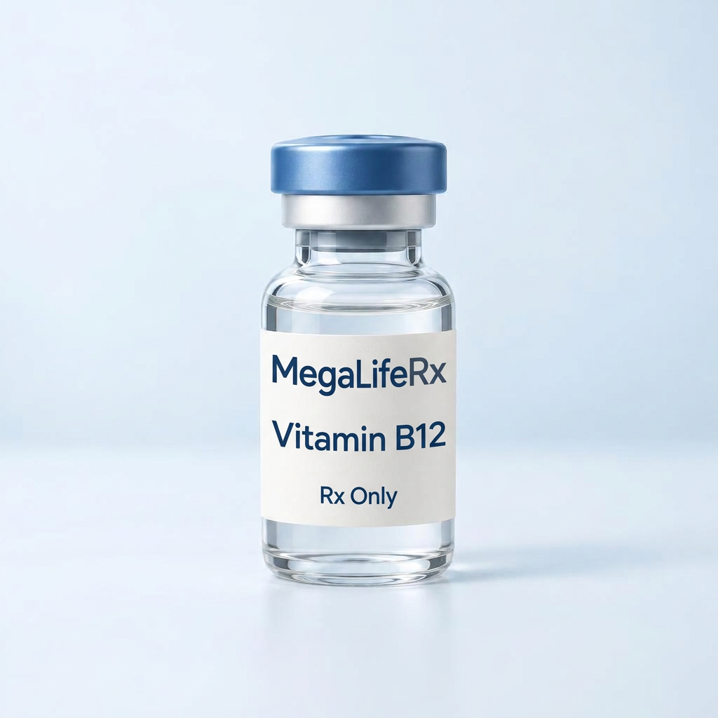 MegaLifeRx Vitamin B12 illustrative packaging, Rx Only